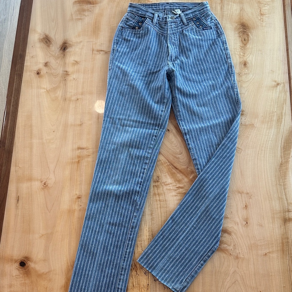 Rockies Blue Striped Women's Straight Leg Jeans